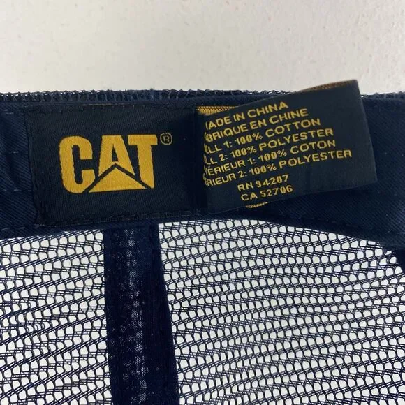 CAT Diesel Light Blue Trucker Hat Navy Mesh Snapback Caterpilllar Spelled Out - Picture 6 of 6